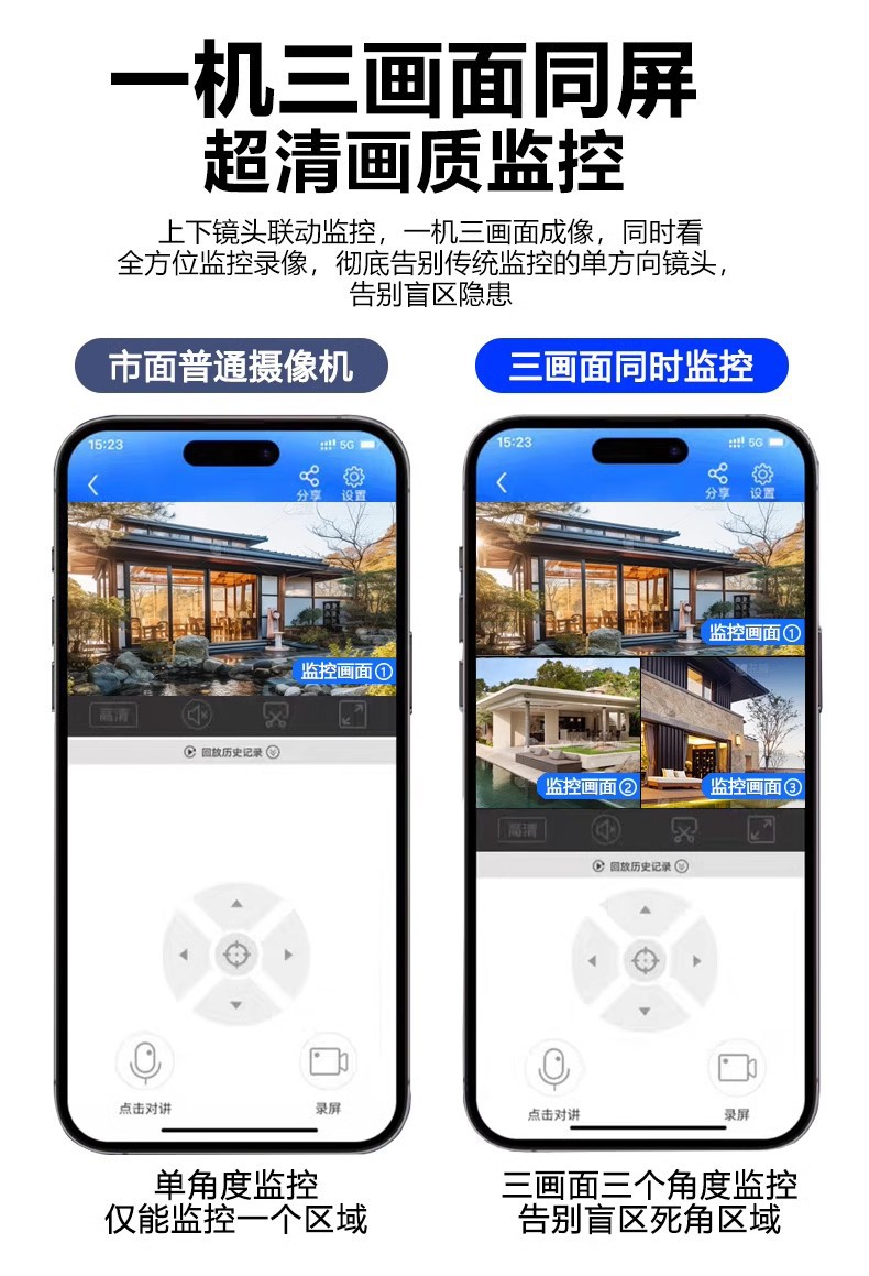 F camera monitor: 360-degree no blind spot, outdoor, unplugged, home mobile phone remote smart camera, wireless undefined