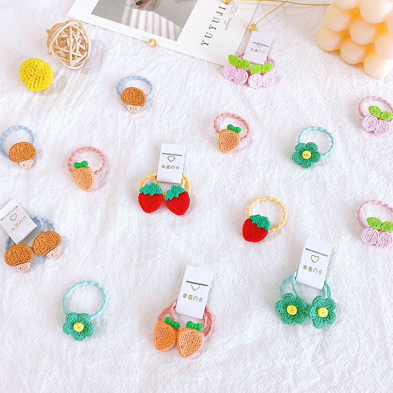 兒童頭繩水果蔬菜發圈扎頭髮橡皮筋不傷發女童頭飾可愛寶寶髮飾品
