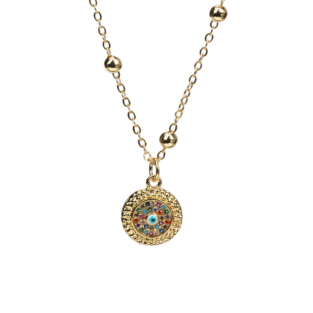 nouveau collier de chane de perles en cuivre plaqu or avec pendentif en diamant de couleur oeil de diable turcpicture3