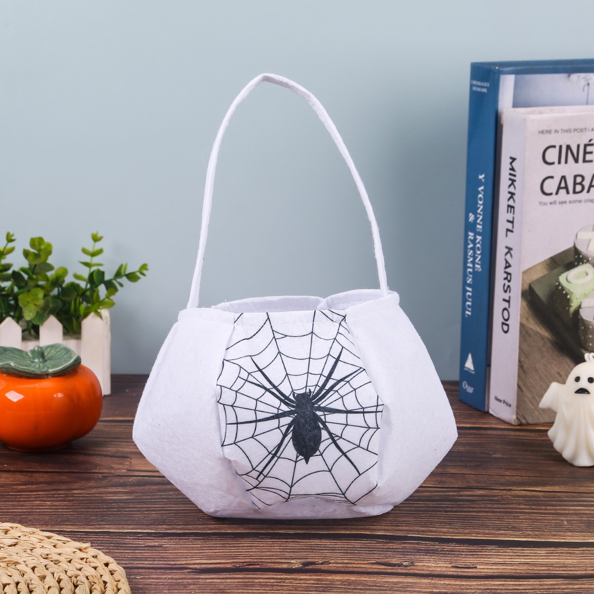 Bolsa de Dulces de Calabaza de Halloween de Tela Portátil para Niños