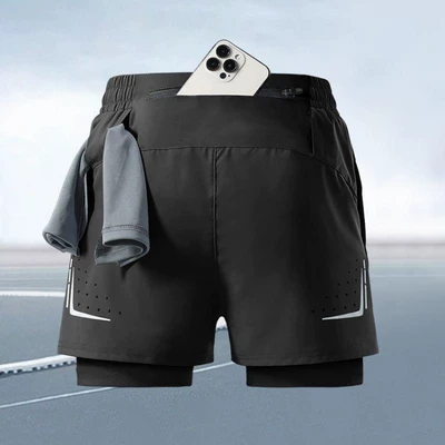Fitness Shorts with Inner Lining, Car roof lining - s-recommended-30-40kg-dk421-black-four-pockets-can-hold-mobile-phones