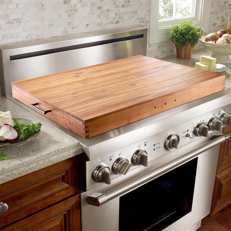 Acacia wood gas stove panel burner stove top cover dinner plate with handle household breakfast tray Acacia wood gas stove panel burner stove top cover dinner plate with handle household breakfast tray