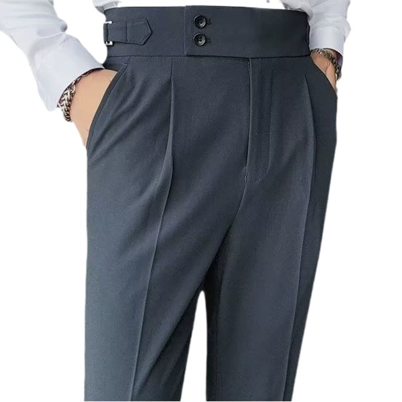 Брюки Неаполя мужские узкие облегающие брюки в Корейском стиле осенние ретро деловые однотонные прямые повседневные брюки с высокой талией