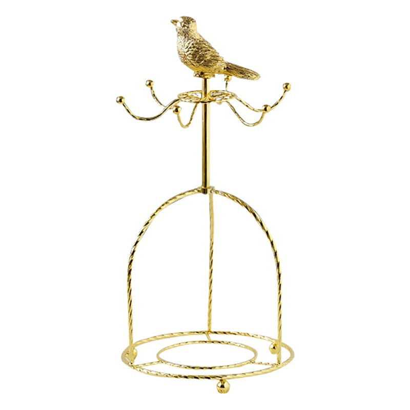 Bird Cup Holder Light Luxury Coffee Cup Set Storage Rack Iron Plating Basket Golden Black Draining Single Cup Saucer Rack