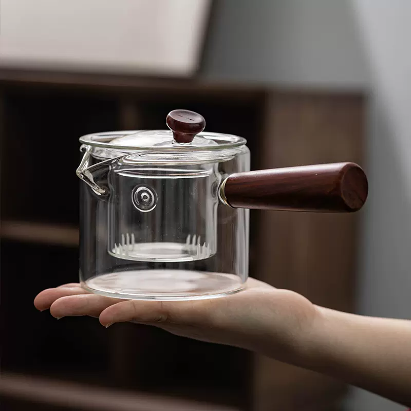 侧把玻璃煮茶壶功夫过滤分离泡茶器加厚耐高温直觉壶茶具茶水分离