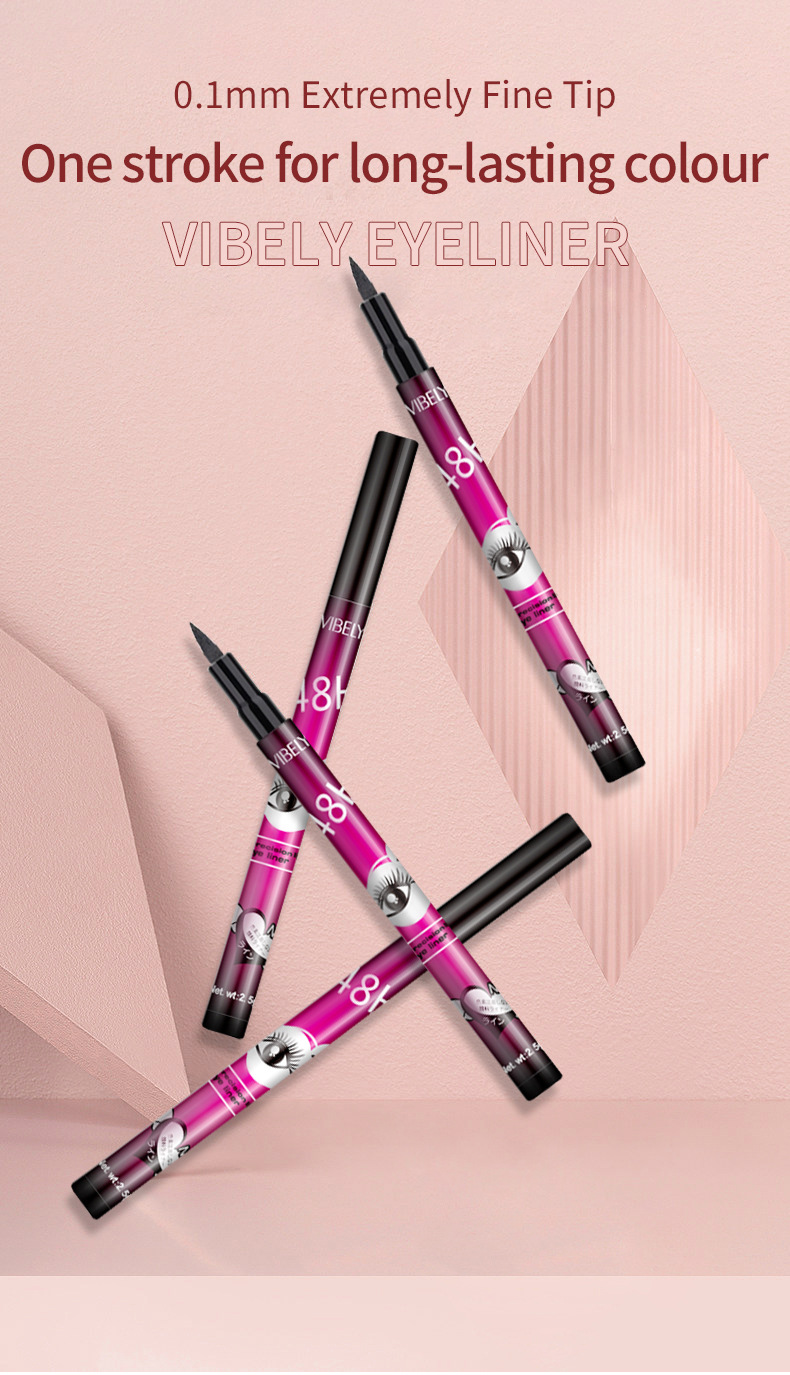 VIBELY Cross-border Black Waterproof, oil-resistant, non-smudging eyeliner, extremely fine, smooth, quick-drying and long-lasting eyeliner liquid details Picture