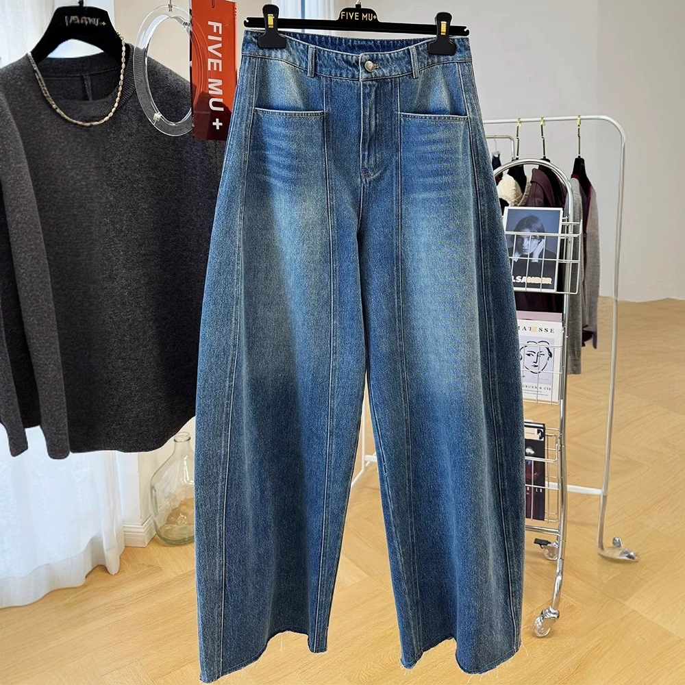 Супер красивый ленивый и расслабляющий джинсы с высокой талией женские весенние и осенние повседневные свободные серповые брюки банановые брюки