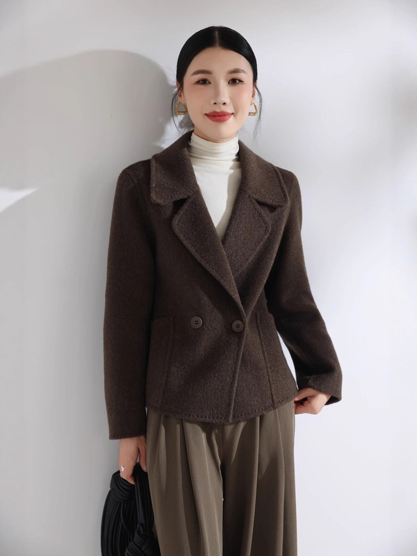 韩版百搭短款秋冬宽松小个子呢子外套时尚2025双面羊毛新款大衣女|undefined