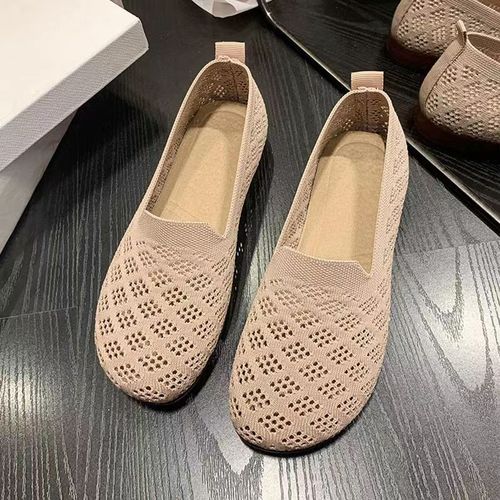One-step bean shoes soft bottom agent network face fly weave grandma shoes women's 2024 autumn new breathable comfortable shallow mouth 
