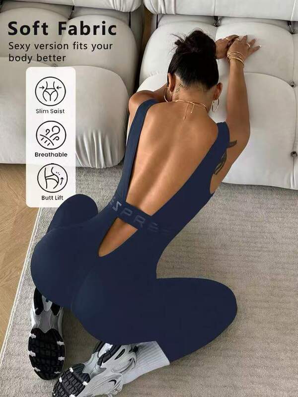 錦糸の5色の欧米はヨガの連体の服のアルファベットの美背のフィットネスの服を縫います。|undefined