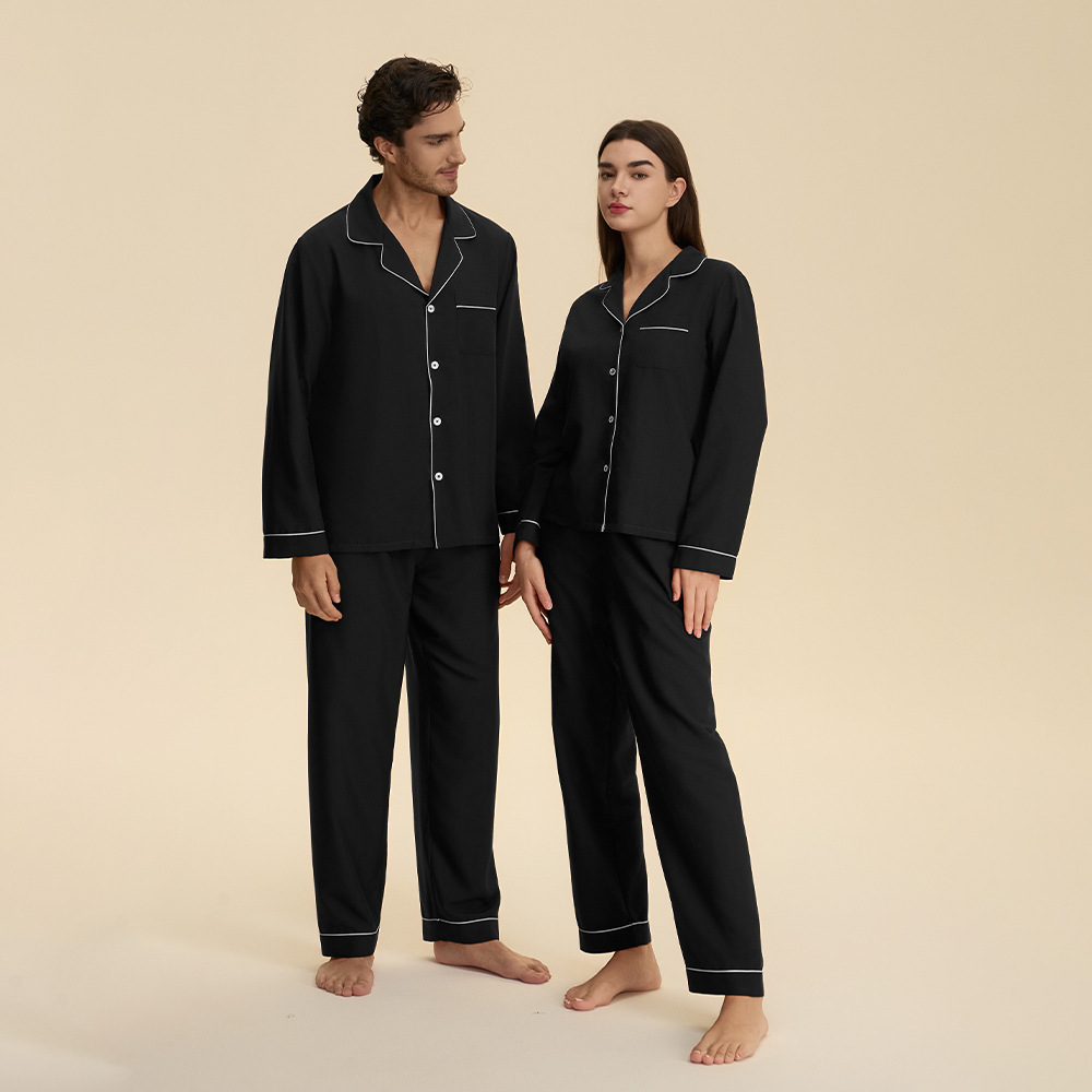 Otoño transfronterizo delgado pareja pijama de manga larga pantalones con solapa nubes algodón casero casual conjunto 3987 + 3988