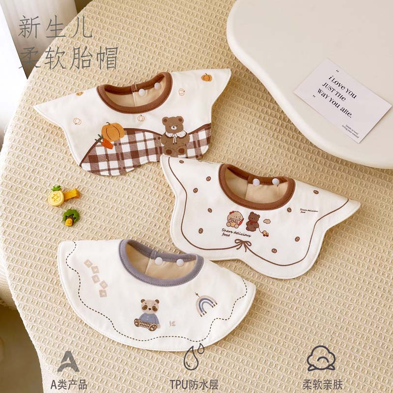 Baby Bibs, Cartoon-Style Waterproof Bibs for Infants, Children's Single-Way Moisture-Wicking Newborn Combed Cotton Drool Bibs