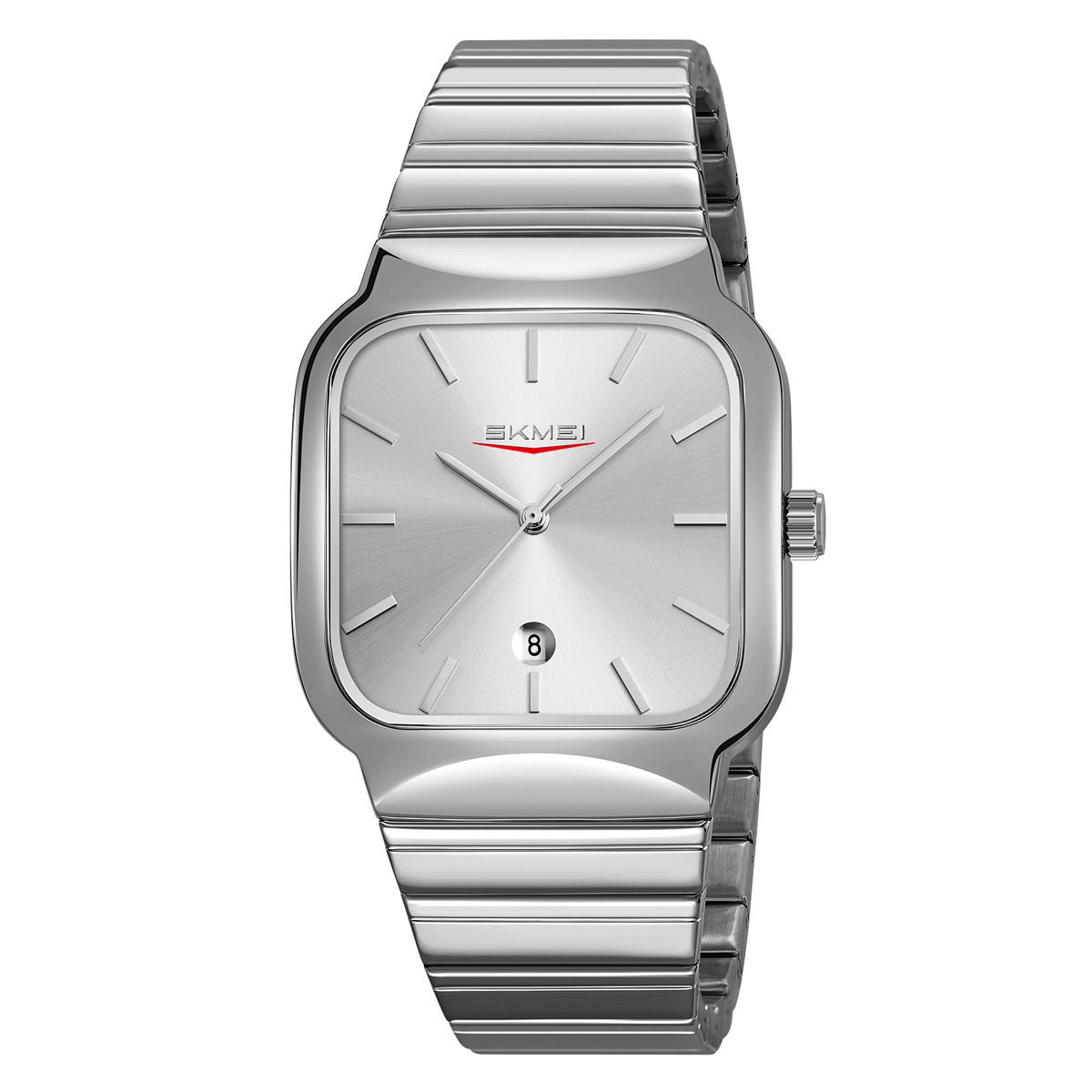 Reloj de negocios para hombres cuadrado de cuarzo correa de acero simple calendario negro relojes de hombre al por mayor en stock transfronterizo