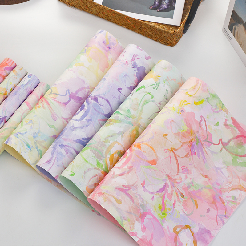 Celebridades de Internet romántico colorido papel de embalaje ramo papel de embalaje arte floral hecho a mano material de bricolaje floristería material al por mayor