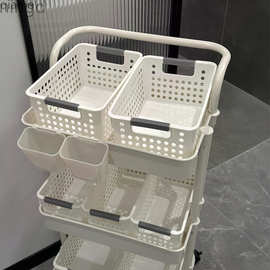 婴儿宝宝用品床头柜置物架床边小推车落地移动多层零食玩具喂养台