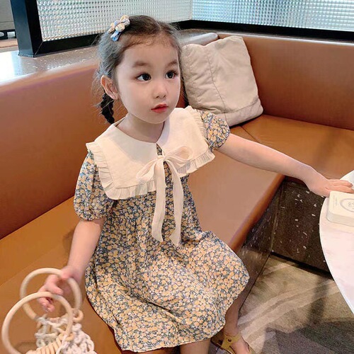 Little Girl Floral Print Summer Dress 2024 Trendy Kids Baby Skirt Cute Princess Dress