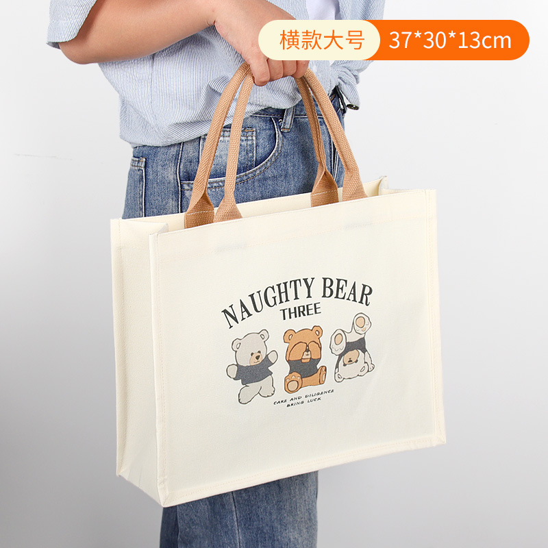 Bolsa de lona personalizada con logotipo, bolsa de lona laminada, bolsa de lona gruesa, bolsa tridimensional hecha a mano.