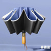Wooden automatic big umbrella suitable for men and women solar-powered, fully automatic, sun protection