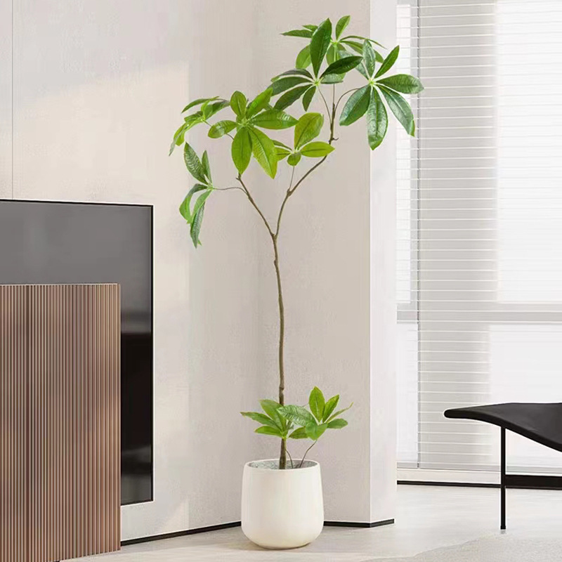 人工高級感ある金のなる木の装飾、室内リビング用の偽物の鉢植え、緑の植物、床置きの鉢植え、装飾用の人工植物|undefined