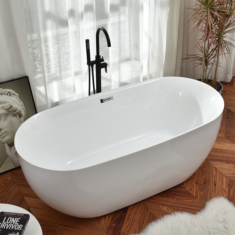 Acrylic independent minimalist chaise lounge seamless one-piece bathtub, popular for home, hotel, and small apartment use