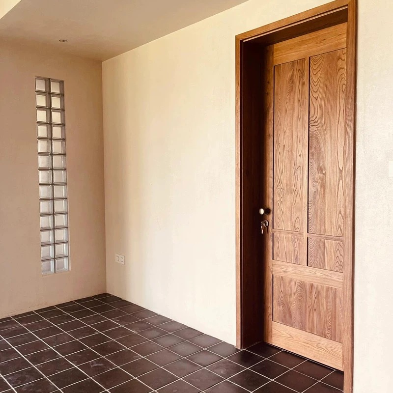 Retro Solid Wooden Doors All Elm Wood Doors and Windows Coffee Milk Tea Doors and Windows Folding Doors and Windows Old-fashioned Wooden Doors and Windows