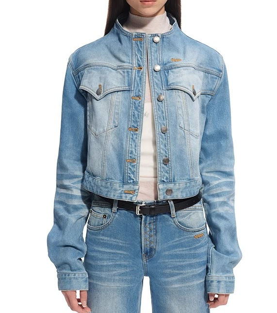Women's Denim Jacket - Oversized Retro Style Cropped Denim Coat_voghion.com