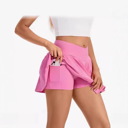 Amazon Cross-Over High-Waisted Sports Skirt European and American Style Yoga Golf Skirt Cross-Border Jogging Workout Shorts Women's Clothing