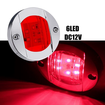 Source factory 6LED round truck side light 12v round trailer trailer cruise boat signal light 24v truck side light (Tail light) - red-shell-red-light