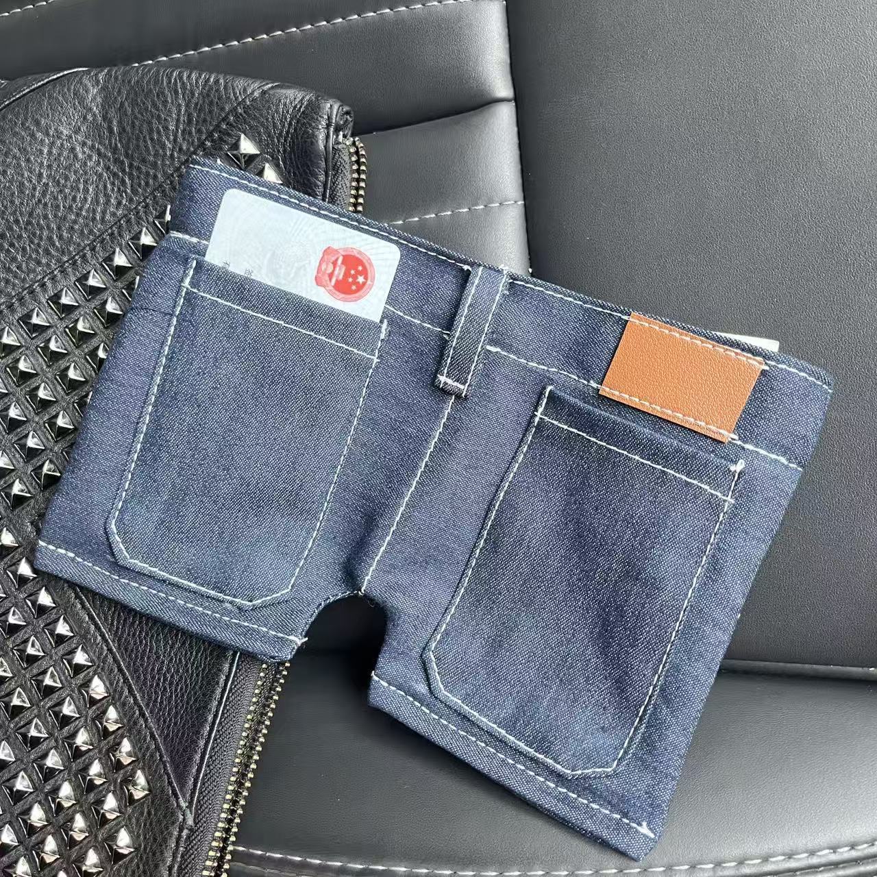 Mini Wallet Foldable Jeans Shape Coin Purse Card Holder_voghion.com