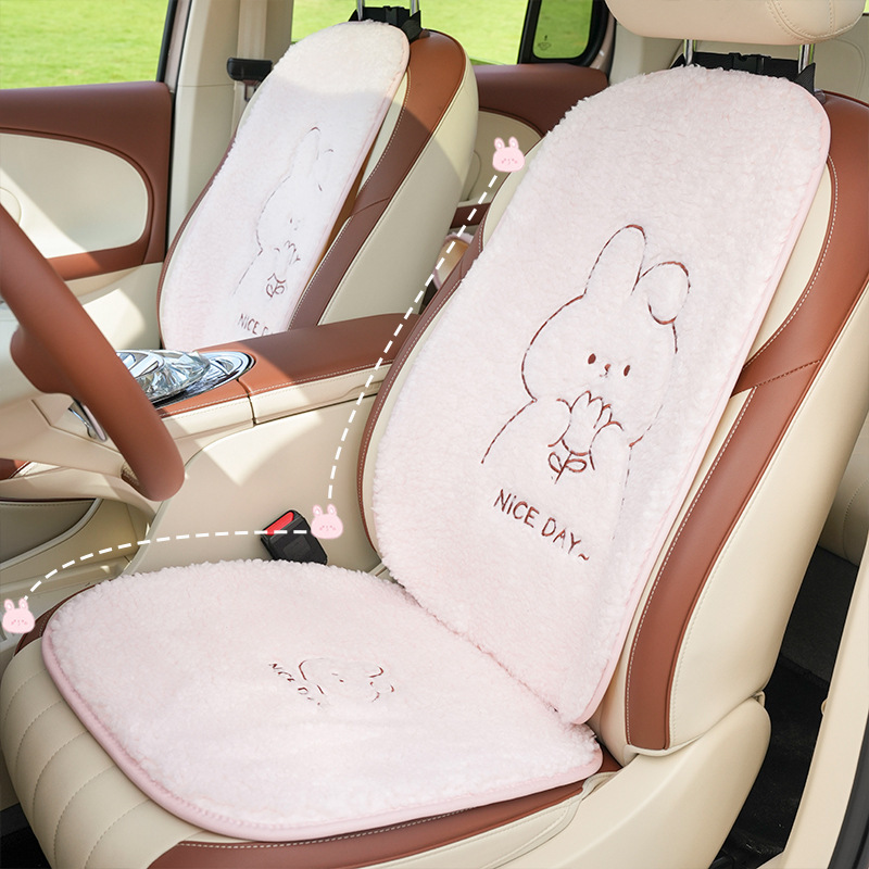 かわいいバニーカーシートクッション秋と冬ぬいぐるみ暖かく快適な肥厚カーシートカバー漫画カーシートクッション|undefined