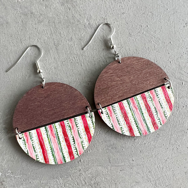 Bohemian Geometric Wood Christmas Women's Drop Earrings display picture 7