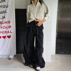 ME KAKAMEE十三行秋季美式休闲假两件拼接摇头宽松工装裤女 C0539