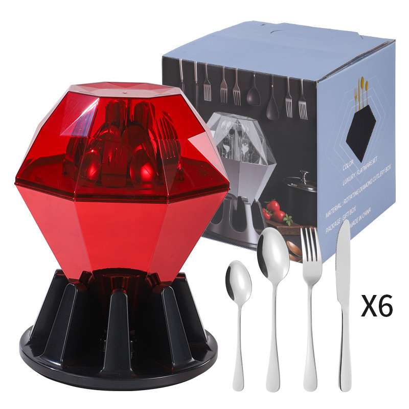 Conjunto de cubiertos de acero inoxidable transfronterizo de 24 piezas cuchillo de filete cuchara de cubiertos occidentales caja de regalo estado de ánimo cuchillo de huevo exportación