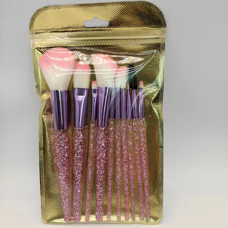 10 pinceles de maquillaje traje conjunto completo cristal transparente arenas movedizas cebolla en polvo herramientas de belleza cepillo suelto cepillo de sombra de ojos al por mayor