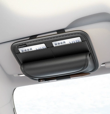 Car Sun Visor Storage Clip, Multifunctional Car Glasses Case, Car Card Storage Bag, Card Holder, Receipt and Document Holder (Car Glasses Clip/Bill Clip) - 3116-nappa-leather-bill-holder-black