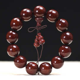 真金星尼泊尔小叶紫檀葫芦款手串高密沉水泥料鸡血红佛珠木质文玩