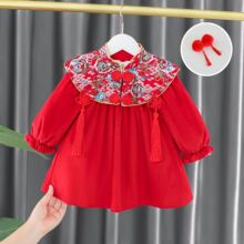 中国风古装女童唐装儿童加厚拜年服女童汉服秋冬季宝宝过年服代发