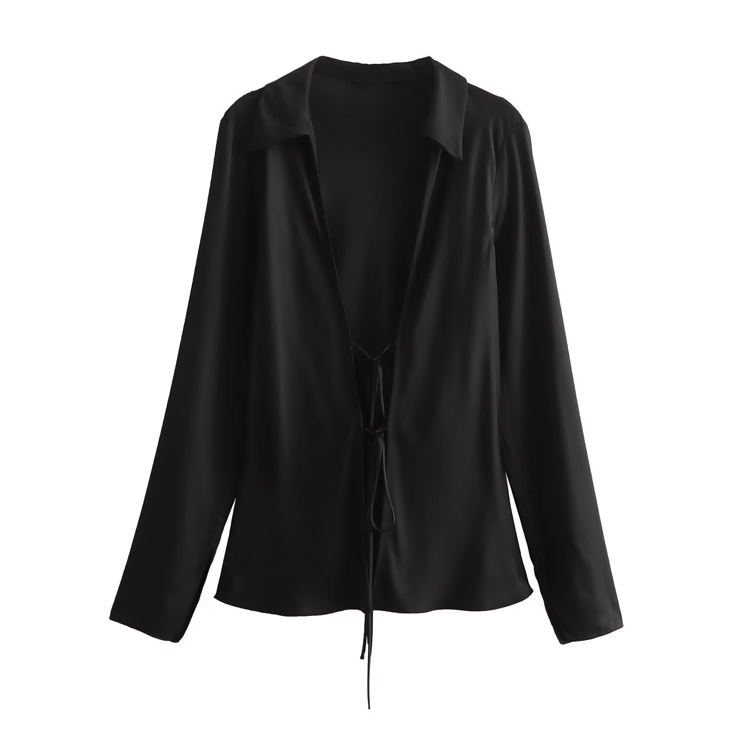 Long Sleeve Sleeve Length Wholesale Women's Sexy Streetwear Solid Color Long Sleeve Knot Blouses