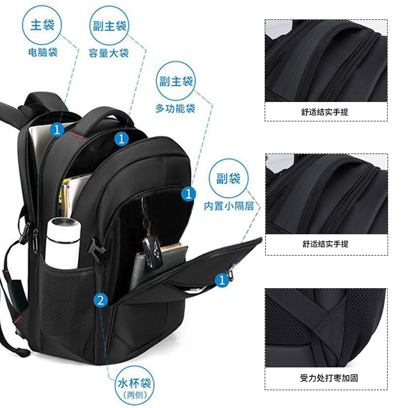 Mochila de viaje de gran capacidad para hombres, bolsas de computadora, bolsas escolares para estudiantes universitarios, viajes de viaje, mochila de viaje corto, marea