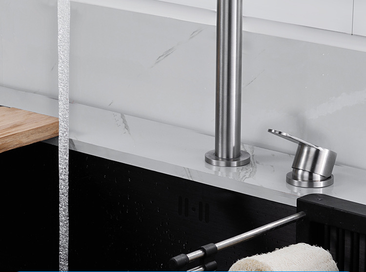 304 stainless steel sink, hidden lift folding faucet, invisible faucet, cold, hot and pure water three-in-one details Picture