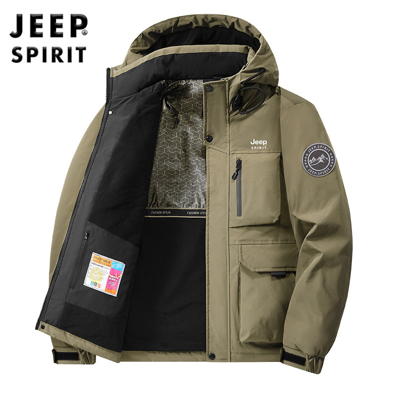 JEEP吉普2025男装夹克棉服秋冬季连帽户外工装保暖外套棉衣99668|undefined