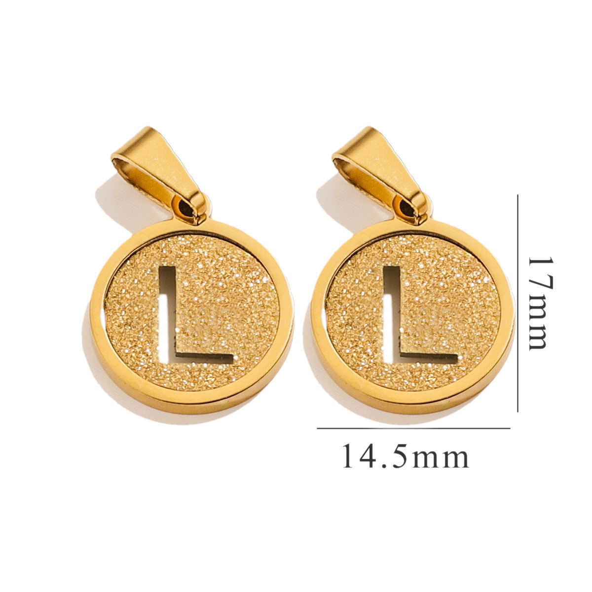 Acero inoxidable redondo prensado 18K titanio acero letras colgante personalidad nicho diseño de moda moda moda DIY joyas colgante