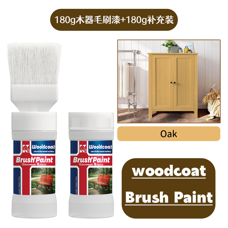 오크색 목재 브러시 페인트 180g + 리필 180g, 단일 브러시 옵션 도구