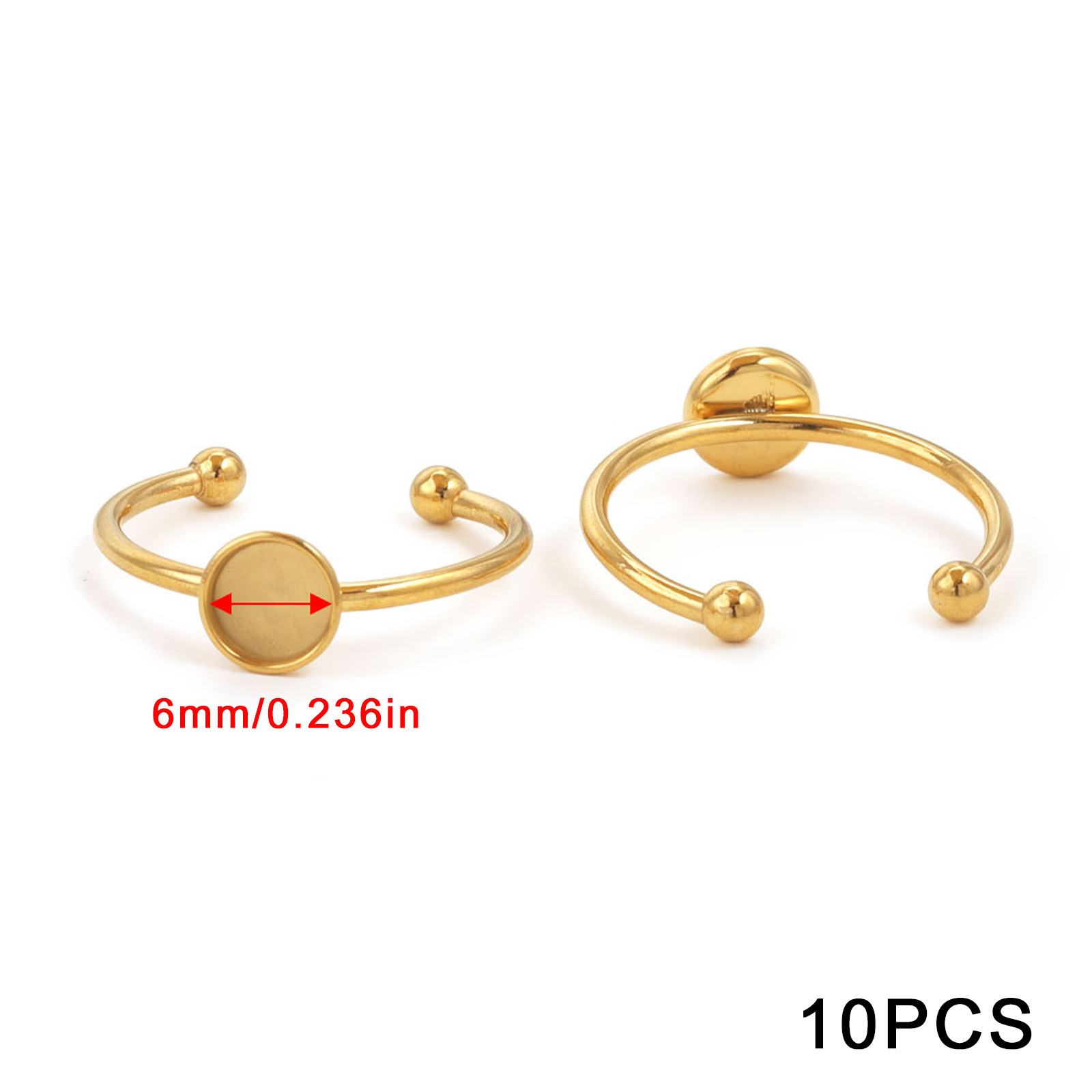 Acero inoxidable color-preservación pulido anillo titular DIY anillo plano anillo superficie horno oro incrustaciones perla apertura anillo titular Accesorios