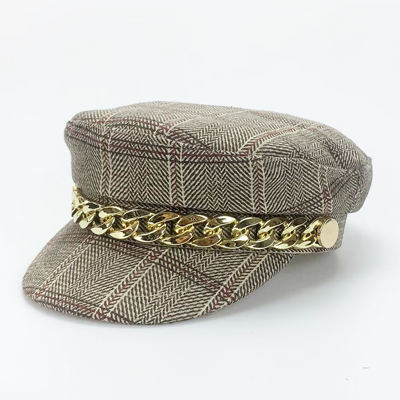 Femmes Rétro Sucré Plaid Avant-toit Incurvé Chapeau Béret display picture 2