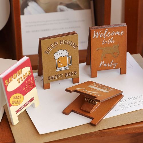 Yuezhen Retro Series Message Holder Cute Wooden Photo Holder Desktop Ornament Note Holder Office Supplies Business Card Holder