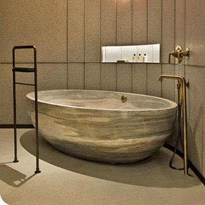 天然洞石成人浴缸独立式别墅酒店民宿全身浴盆一体网红家用鹅蛋形|ms