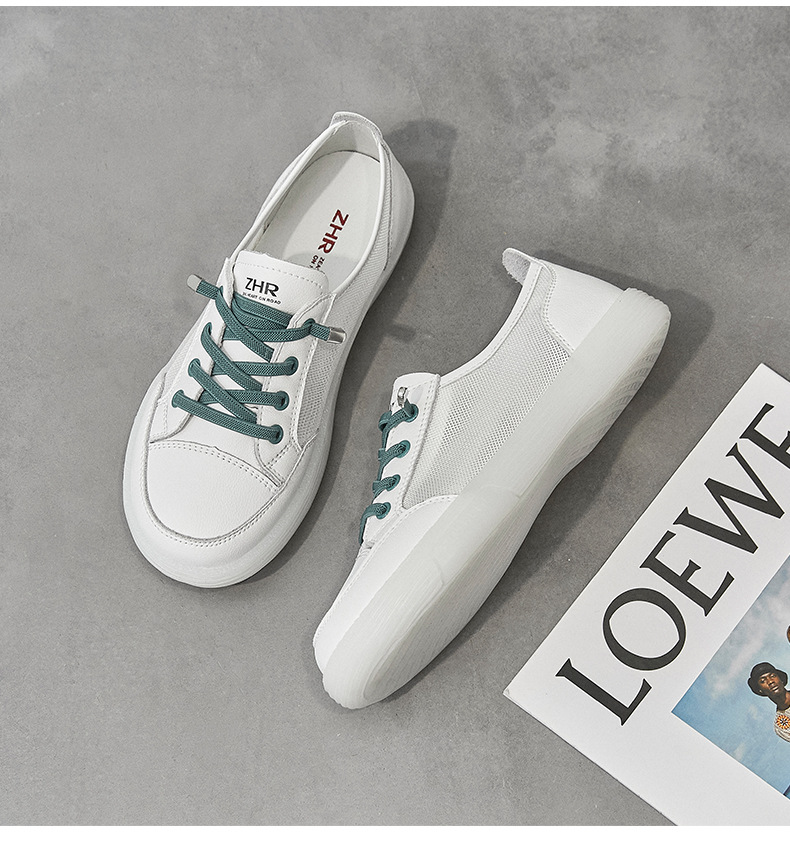 Giày sneaker nữ trắng mesh thoáng khí đế bằng — Màu be A81 chi tiết 28