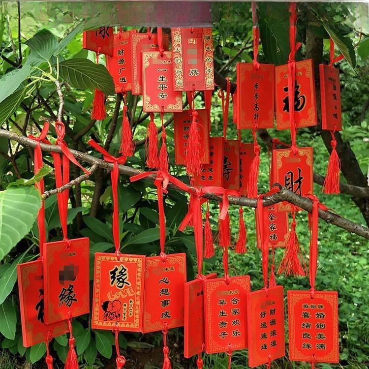 采购产品直销木制许愿卡愿望卡红色标签祈祷卡装饰标签空白木卡可