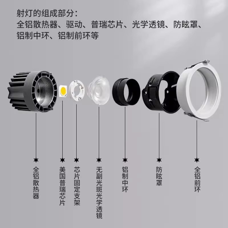 欧普cob射灯深藏防眩光天花灯客厅背景墙洗墙灯led嵌入式无主灯|undefined